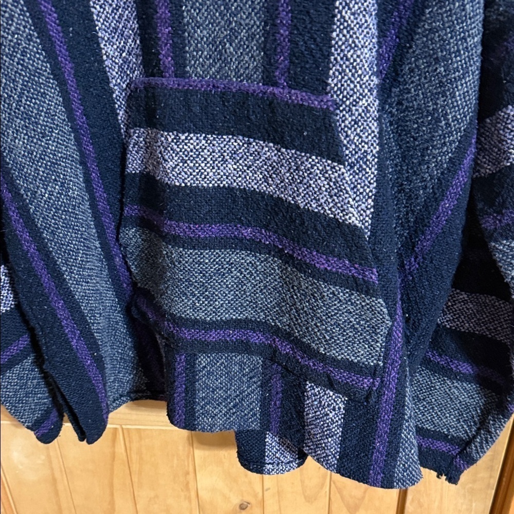 Striped Baja Style Hooded Sweater in Blue and Purple - Picture 4 of 4